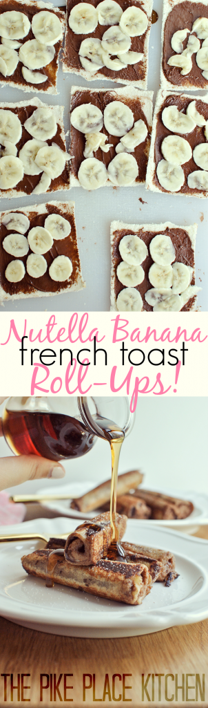 Nutella Banana French Toast Roll-Ups! A cute idea for a different spin on breakfast + they're quick and easy to boot!