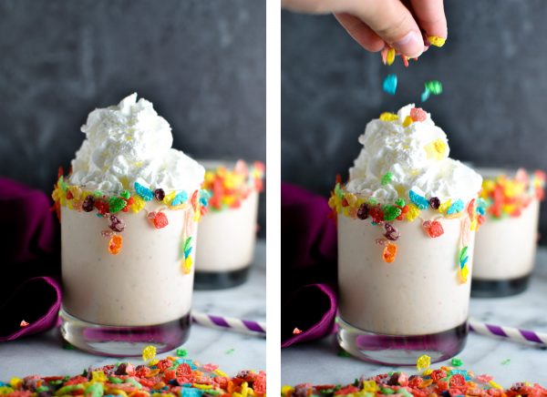 BOOZY FRUITY PEBBLES MILKSHAKES. I can't. a super easy, delishhhhh, and indulgent recipe. YAS. | thepikeplacekitchen.com