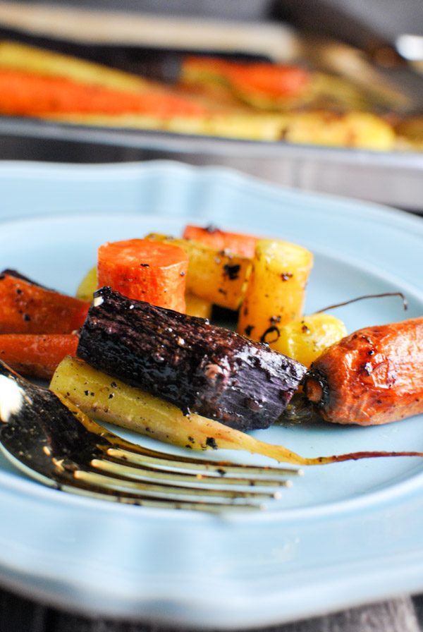 whole30 roasted rainbow carrots! we love this recipe because they get a little bit sweet and caramel-y and wonderful | thepikeplacekitchen.com